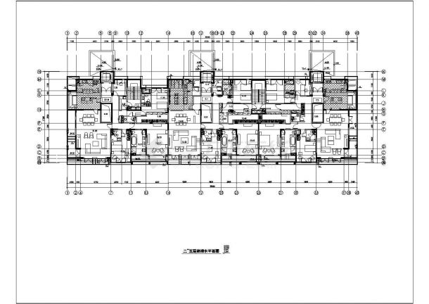 洛阳市唐园花园小区5层住宅楼给排水平面设计CAD图纸（含地下2层）-图二