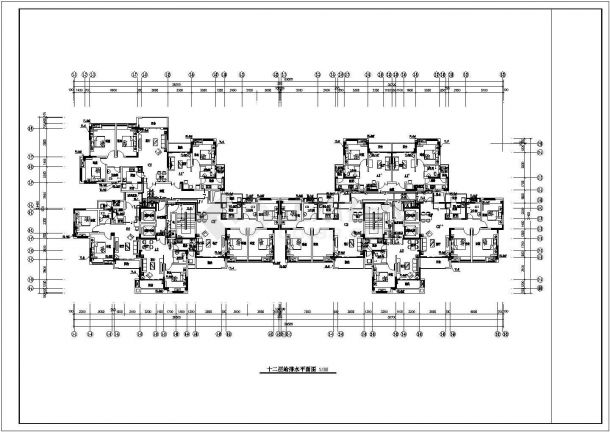 西安市宝丽华苑小区12层框架结构住宅楼给排水平面设计CAD图纸-图二