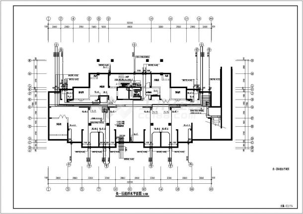 深圳市龙华新区某社区30层高层住宅楼全套给排水平面设计CAD图纸-图一