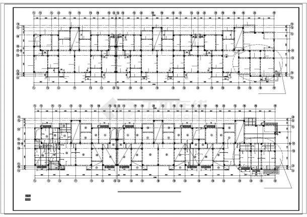 某地多层住宅建筑框架结构施工cad图纸-图二