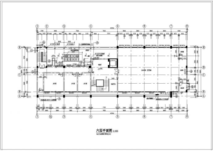  6层3765平米工商管理局办公楼建筑施工图_图1