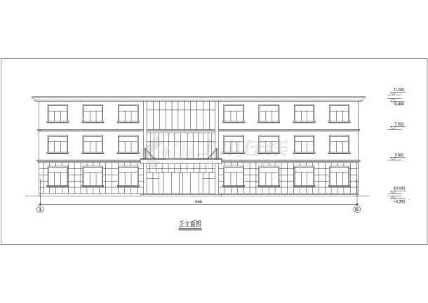 某地区办公楼建筑详细设计cad图纸-图一