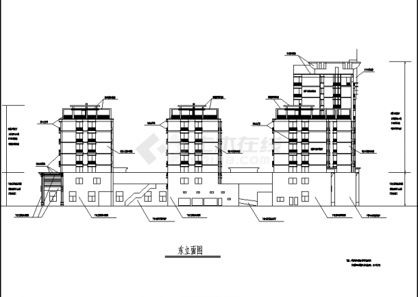五套多层商住楼建筑设计施工cad图纸（含设计说明）-图二