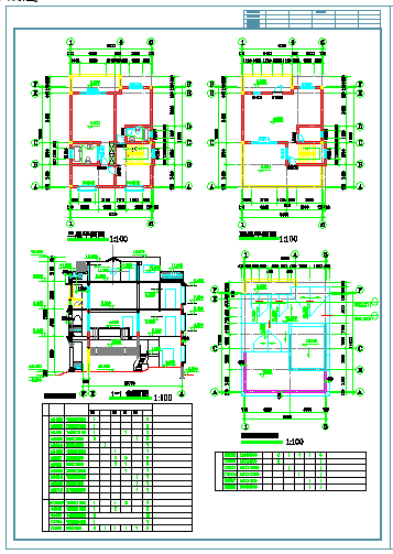 9mx11m非常实用独栋别墅cad平面剖面立面图纸-图二