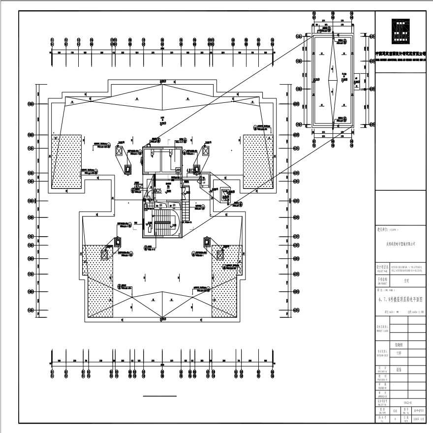 讯施-住宅-ES-W-QP033-6、7、8号楼屋顶层弱电平面图-图一