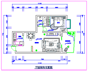 一室户型室内cad装修方案平面施工图-图二