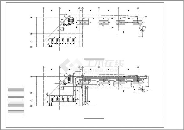 综合商场冷热源机房系统设计施工CAD图-图二