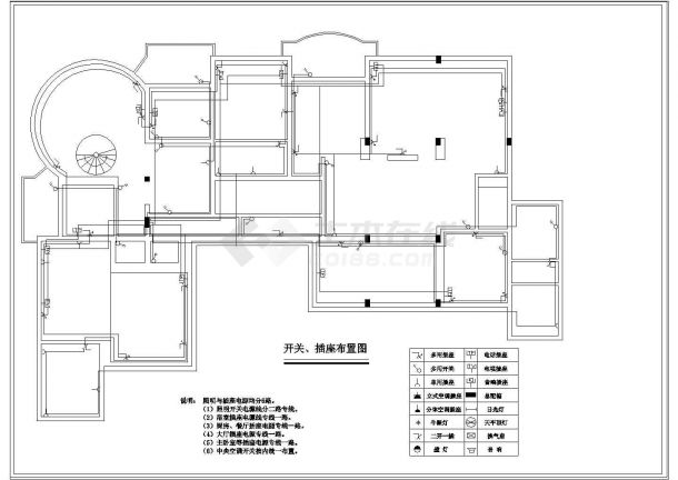 居民楼内照明电路规划CAD详图-图二