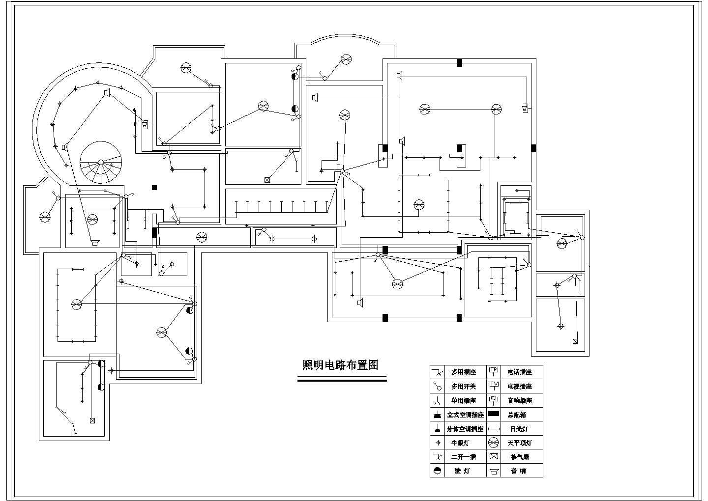 居民楼内照明电路规划CAD详图