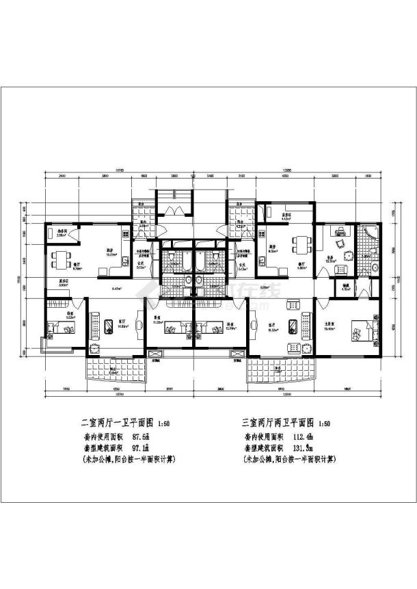 江苏经典户型设计全套施工cad图-图一