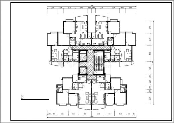 南宁市某新建小区多栋住宅楼标准层平面户型设计CAD图纸（共13张）-图二