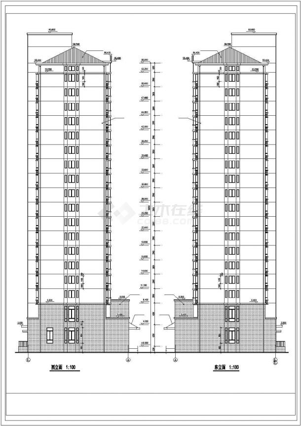 西安某小区1.3万平米18层高层住宅楼全套建筑设计CAD图纸（含阁楼层）-图一