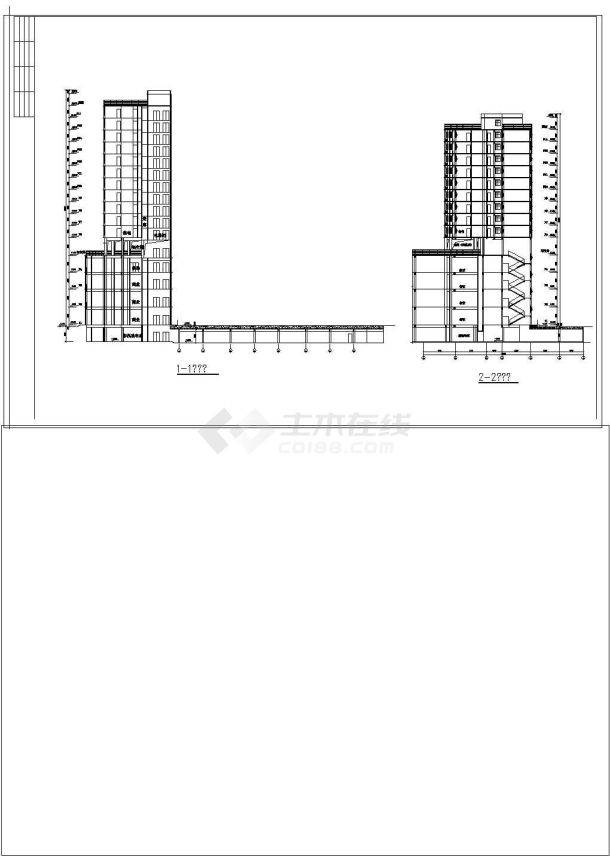 精品高档商业住宅楼户型施工设计cad图纸-图二