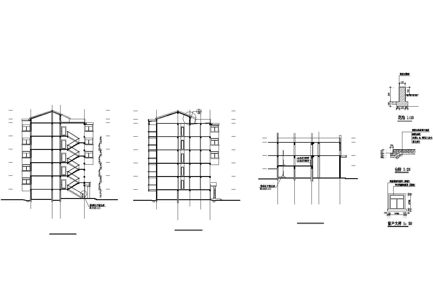 江苏某小区联排五层住宅楼工程设计cad详图（含建筑设计说明）