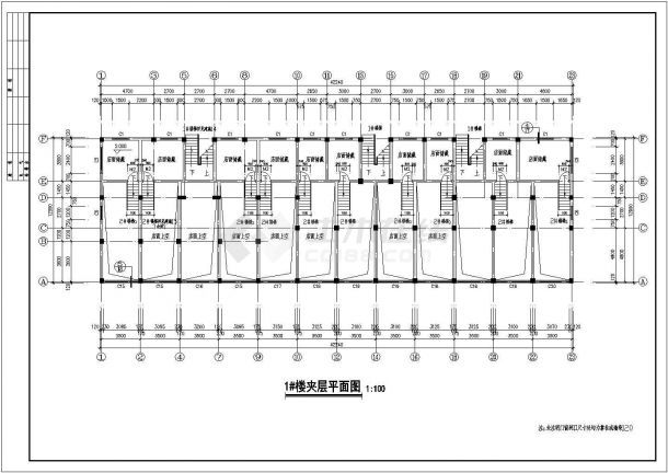 装修设计中南锦城带阁楼住宅建筑施工cad图-图二