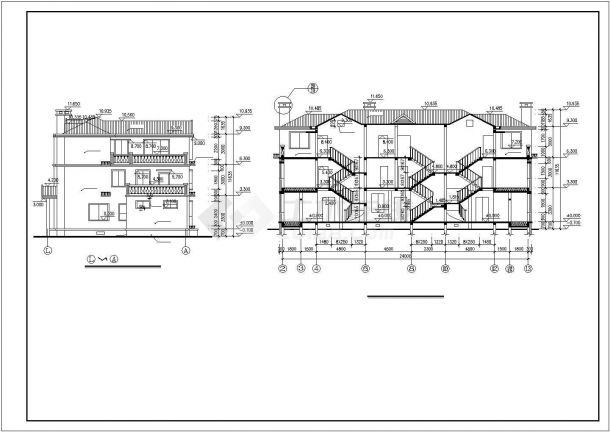 精美连体别墅建筑规划CAD平面图-图一