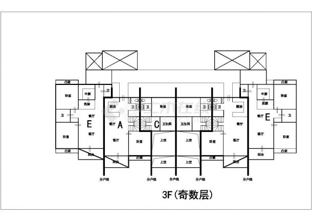 湘潭市欣莘花园小区住宅楼的标准层平面设计CAD图纸（共8张）-图一