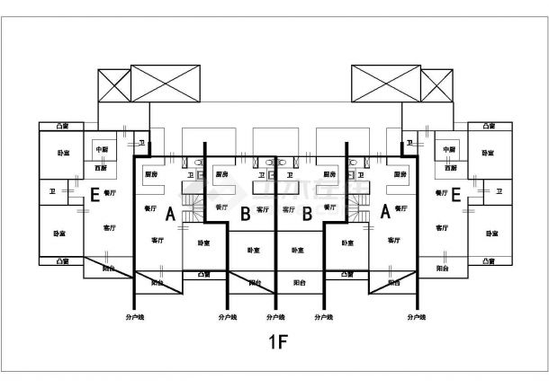 湘潭市欣莘花园小区住宅楼的标准层平面设计CAD图纸（共8张）-图二