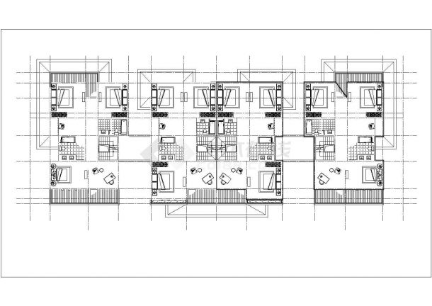 南京市某企业家属院3层砖混结构双拼式住宅楼平面设计CAD图纸-图二