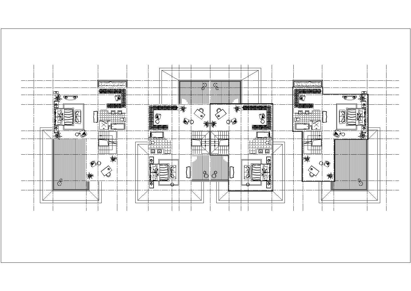 南京市某企业家属院3层砖混结构双拼式住宅楼平面设计CAD图纸