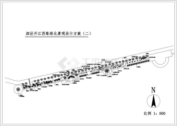 德惠市某地道路景观绿化设计规划cad图纸，共一张-图一