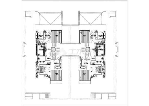 衢州市某现代村镇550平米3层砖混结构双拼式单体别墅平面设计CAD图纸-图二