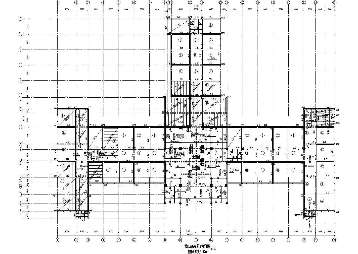 中医院框架结构门诊楼cad设计施工图