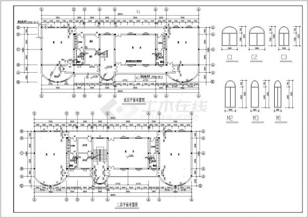 某三层砖混结构幼儿园教学楼设计cad全套建筑施工图（含设计说明，含结构设计）-图二