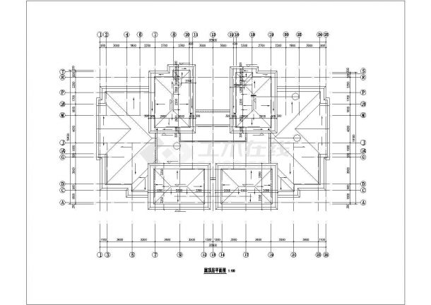 通州市幸福花园小区25层框架结构住宅楼建筑设计CAD图纸（含机房层）-图一