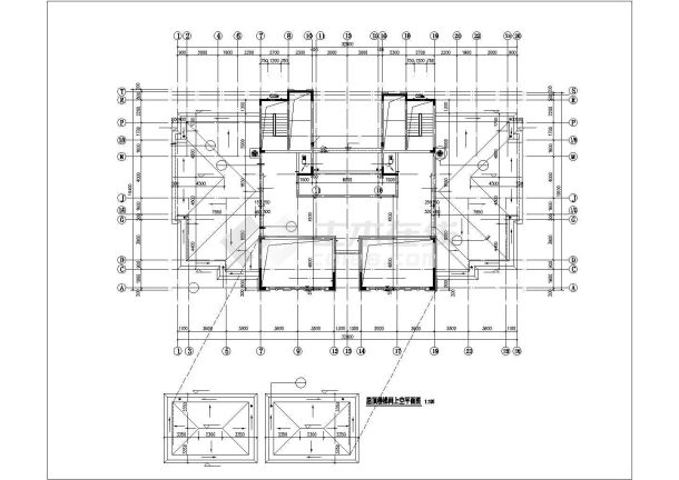 通州市幸福花园小区25层框架结构住宅楼建筑设计CAD图纸（含机房层）-图二