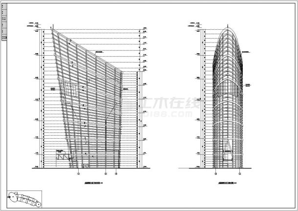 某高层钢塔框剪会展中心结构设计施工CAD图-图一
