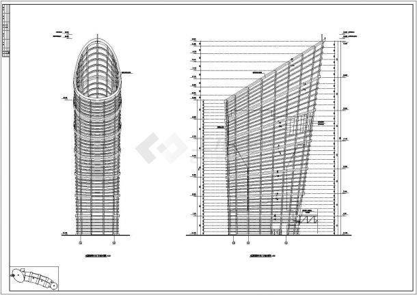 某高层钢塔框剪会展中心结构设计施工CAD图-图二