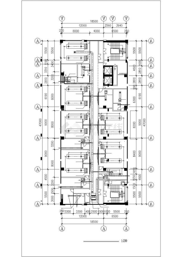 德州市某市政单位行政办公大楼VRV变频空调施工设计CAD图纸-图二