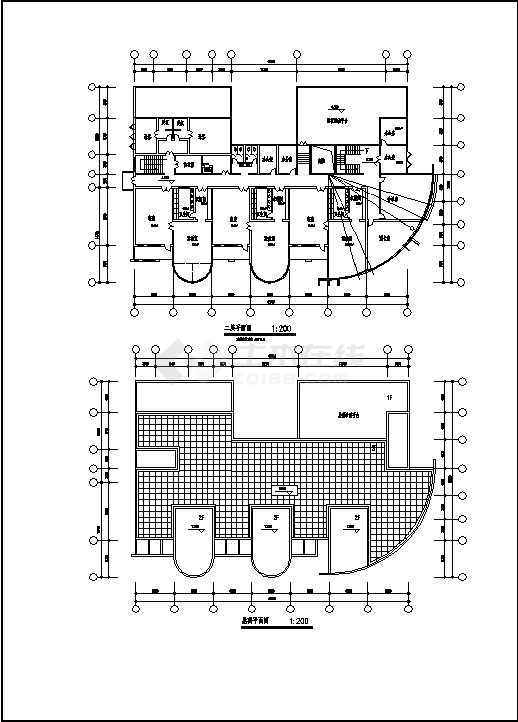 常州三套小区幼儿园教学楼建筑设计施工cad图纸-图二