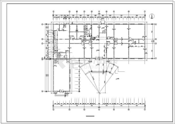 办公楼设计_某地区小型办公楼建筑cad施工方案图纸-图二