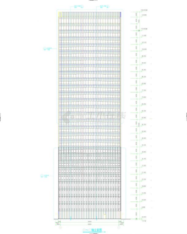 南山某某产业园1号塔楼轴立面放大图-图二