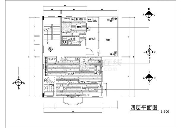 三层别墅室内装修设计施工图-图二