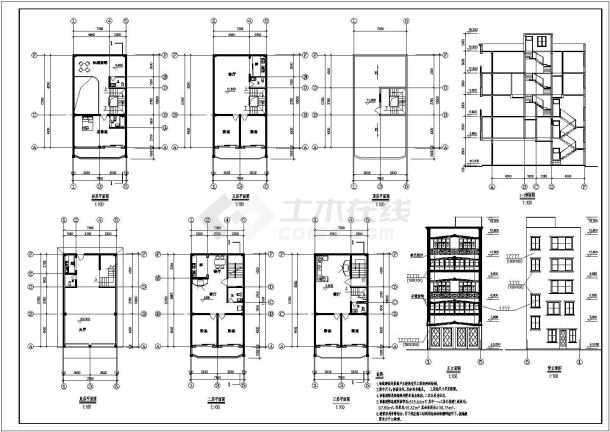 某私人住宅楼建筑设计施工CAD图-图一