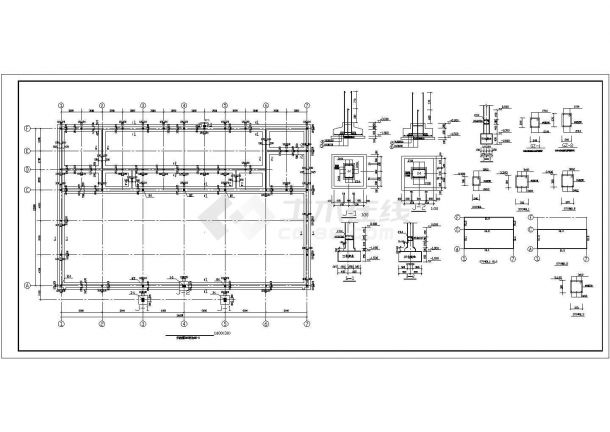 某网架食堂结构设计施工CAD图-图二