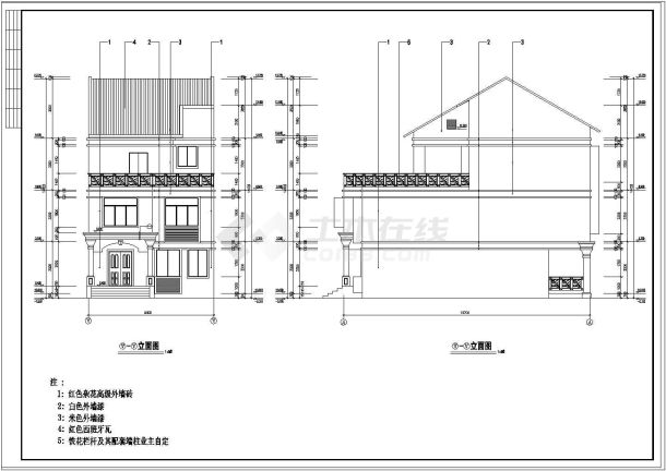 碧水天源别墅建筑设计cad施工图含效果图-图二