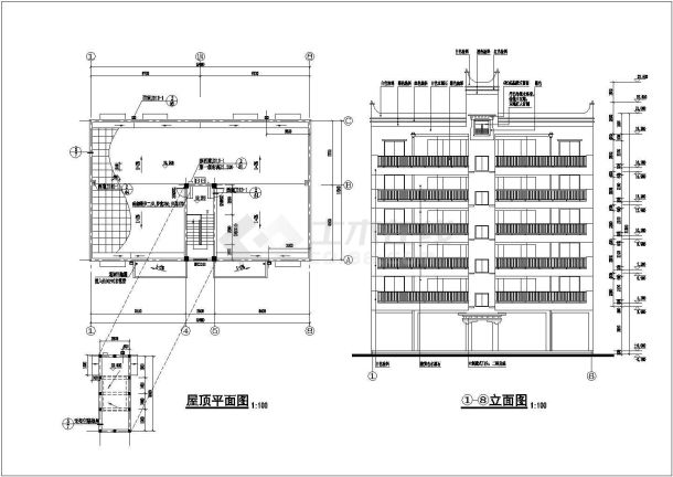 丹巴县某六层框架商住宅设计全套施工cad图-图二