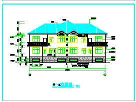 [常德]某二层别墅cad建筑施工图（含效果图）-图二