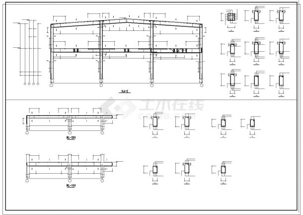 厂房设计_某地区21米厂房建筑结构设计cad施工图-图二