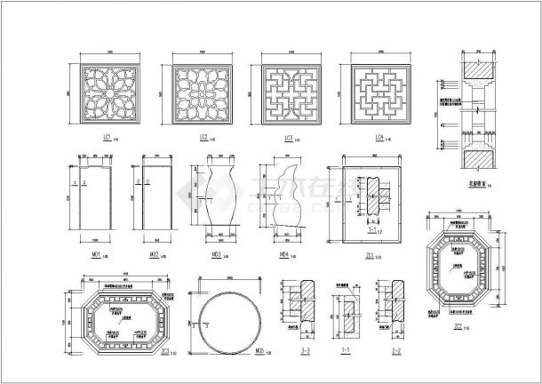 古桥诺干经典样式建筑施工CAD图-图二