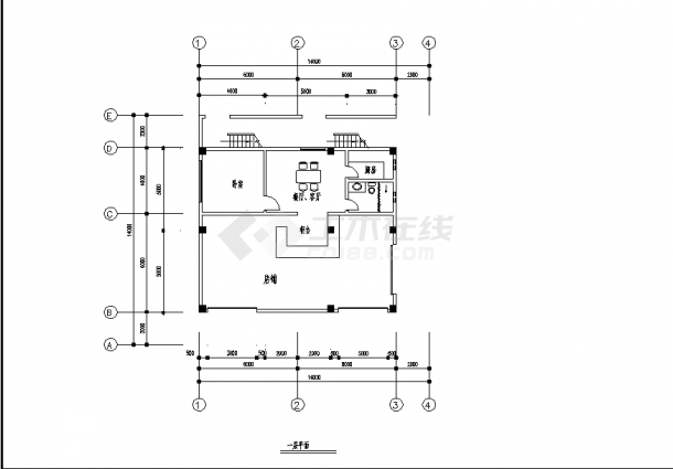 三套简单私人商住楼建筑设计施工cad图纸（含说明）-图二