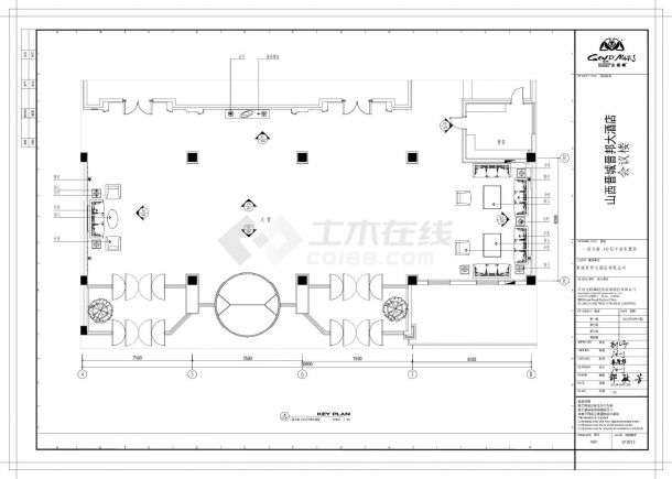 山西晋城晋邦大酒店会议楼-一层大堂A分区装饰设计CAD图-图一