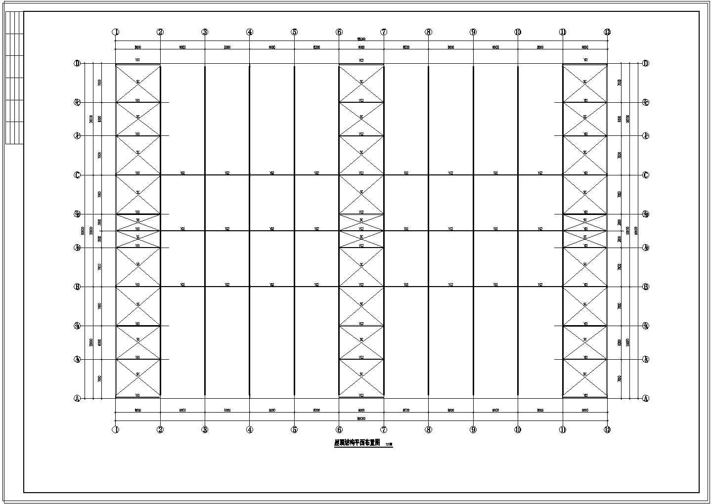 厂房设计_单层全钢结构多跨带吊车厂房cad施工图