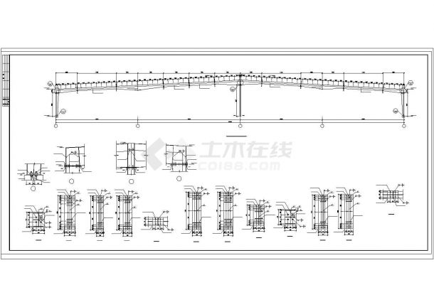 厂房设计_某大跨度多跨轻钢结构厂房设计cad施工图-图二