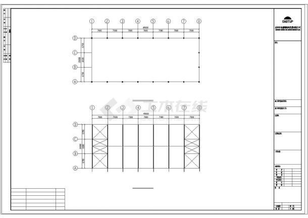 厂房设计_东升二厂B厂房结构工程CAD施工图-图一