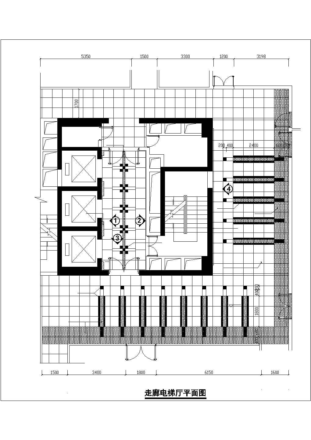 办公楼设计_某地办公楼电梯厅设计CAD图纸